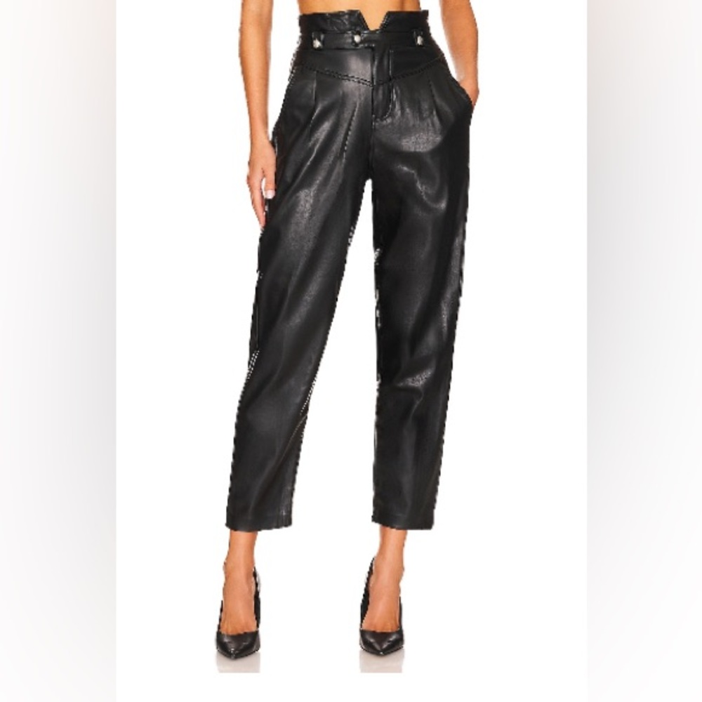 Blank NYC Black Vegan Leather High-Waist Straight Leg Pant